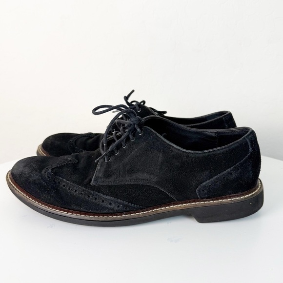 Cole Haan Mens Franklin C11429 Black Suede Wing Tip Dress Shoes - Picture 6 of 8